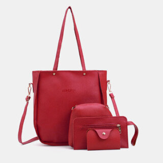 4 Pcs Leather Bag Set Red