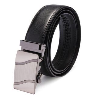 Black Leather Automatic Buckle Leisure Belt