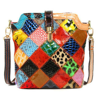 Elegant floral Patchwork leather shoulder bag