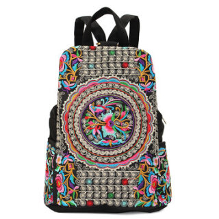 Creative Flower Embroidery Chinese Style Zipped Backpack