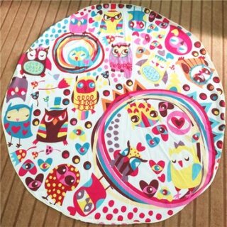 Bird Pattern Round Beach Towel Cotton Scarf 