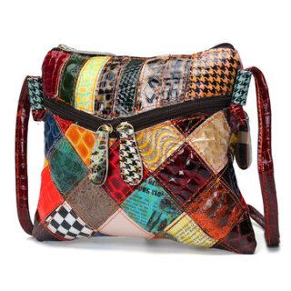 Casual Patchwork Colorful Leather Shoulder Bag