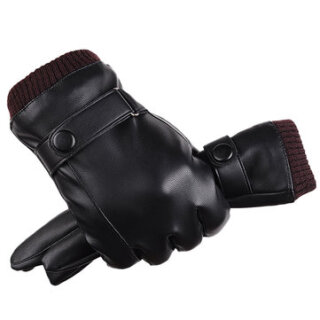 Full Finger PU Leather Touch Screen Winter Gloves