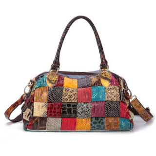 Leather Patchwork Handmade Large Shoulder Bag