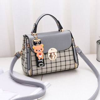  Leather Cute Bear Keychain Shoulder Bag