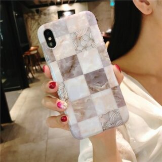 Vogue Gray Marble Plaid Literary Leaves TPU iPhone XR