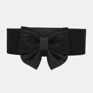 PU Leather Elastic Band Bow Super Wide Waist Hang Buckle Belt 